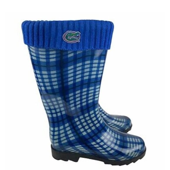 Rain boot rubber gator fashion blue plaid Florida uf - Picture 2 of 10